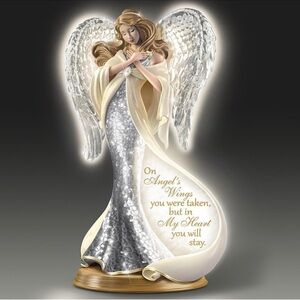 The Bradford Exchange~Forever In My Heart 12” Illuminated Mosaic Angel Sculpture